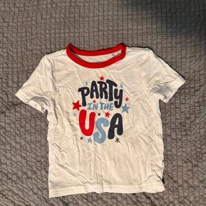 Little Sleepies White Tee with Red Trim and Patriotic Graphic